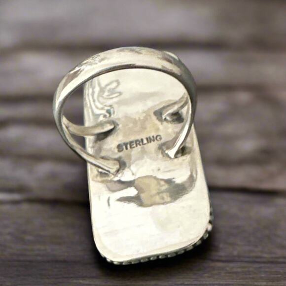 Handmade Pink Dahlia  Long Native American Style Ring Sterling Silver Size 8 - Picture 7 of 7